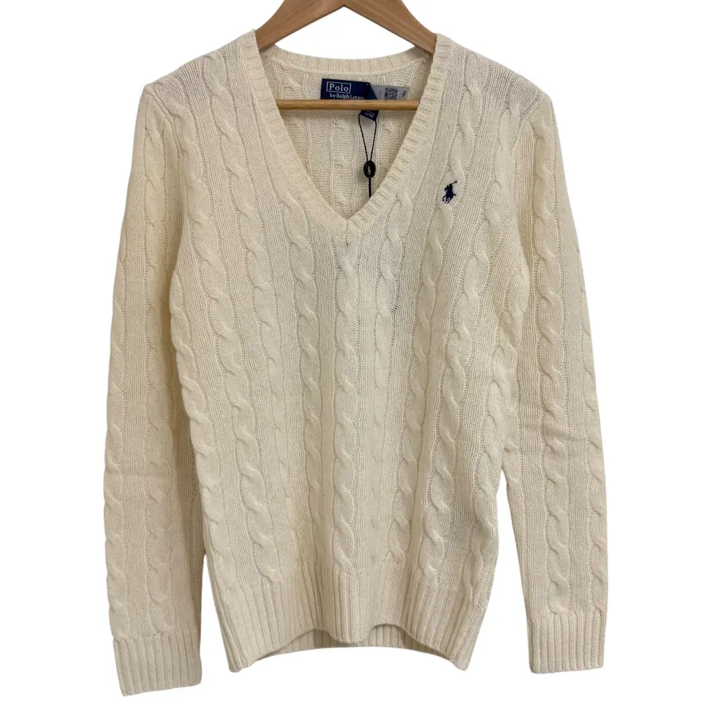 Polo by Ralph Lauren ポロバイラルフローレン カシミヤブレンド 長袖 ケーブルニット セーター XS アイボリー