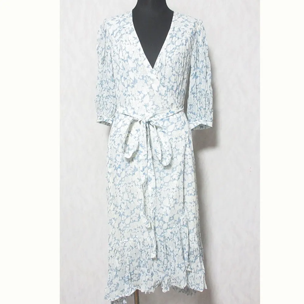 Polo by Ralph Lauren ポロバイラルフローレン フラワープリント ギャザーラップワンピース サイズ00 ライトブルー