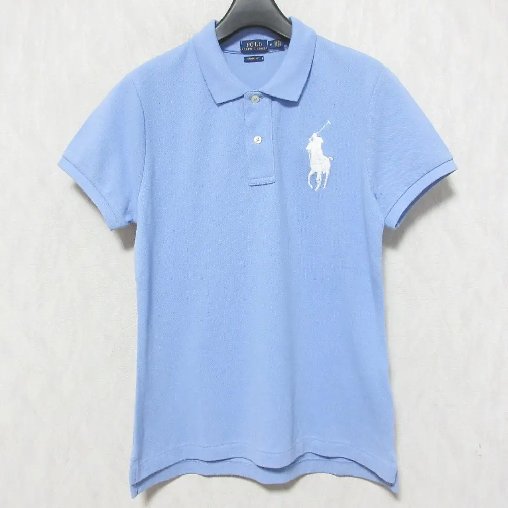 POLO RALPH LAUREN ポロラルフローレン SKINNY FIT ビッグポニー 刺繍 半袖 ポロシャツ カットソー M ライトブルー