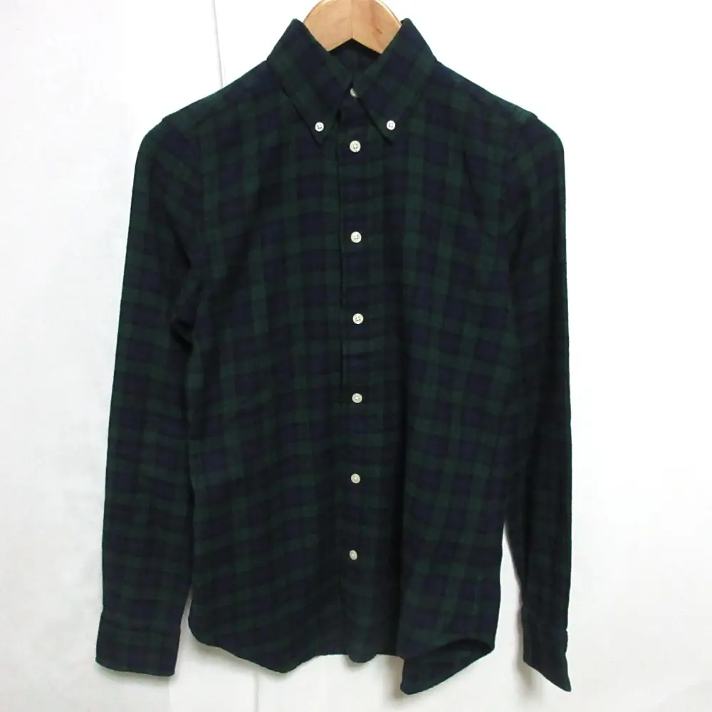 POLO RALPH LAUREN ポロラルフローレン CLASSIC FIT ブラックウォッチ ボタンダウン BDシャツ ブラウス XS ネイビー×グリーン