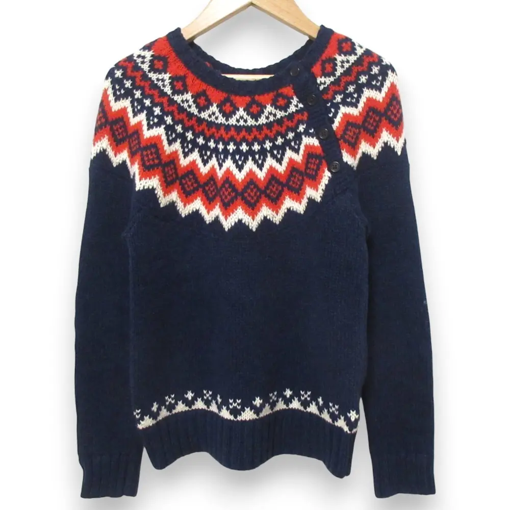 POLO RALPH LAUREN ポロラルフローレン フェアアイル柄 長袖 ニット セーター キッズサイズM ネイビー×レッド×ホワイト