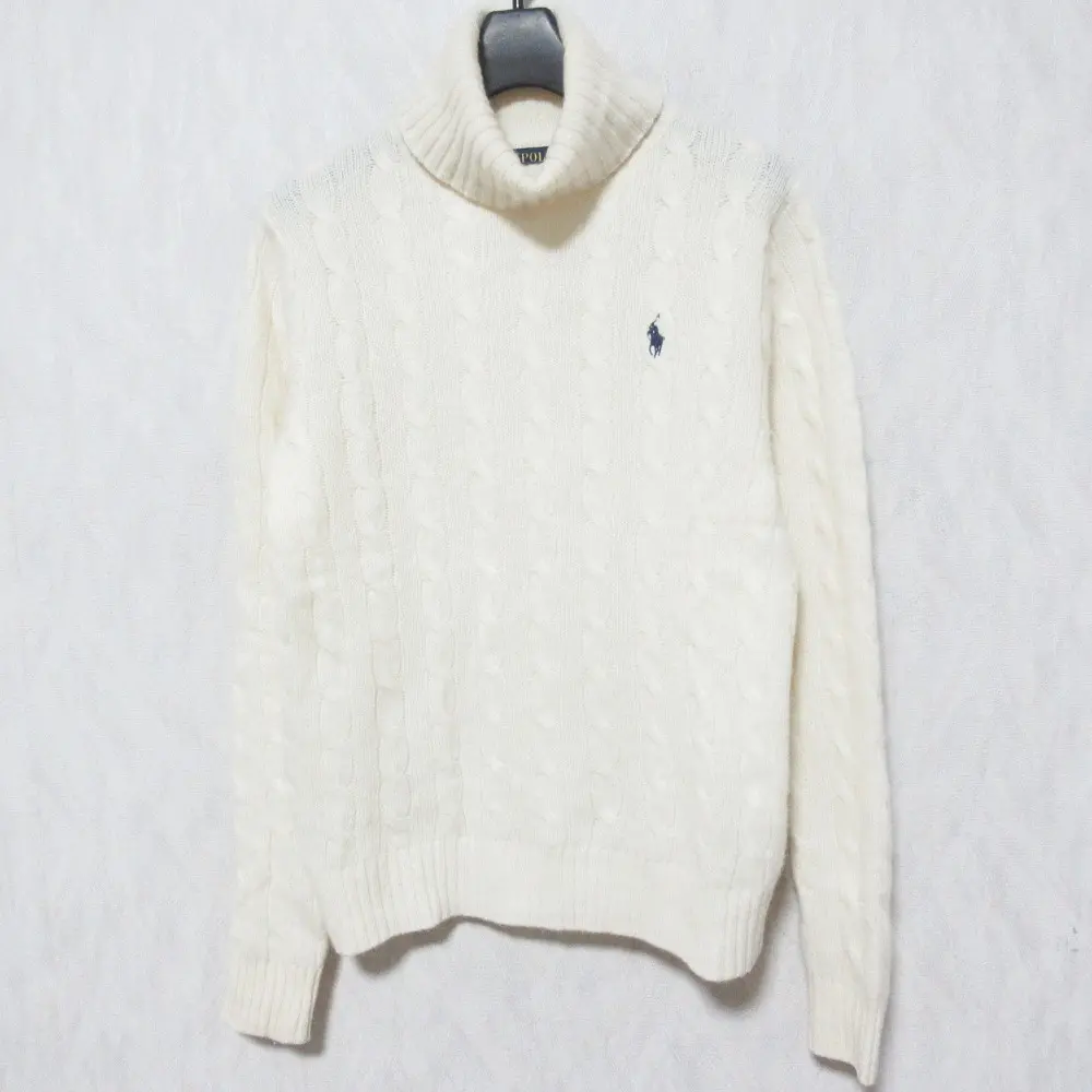 POLO RALPH LAUREN ポロラルフローレン カシミヤブレンド タートルネック ケーブルニットセーター サイズM オフホワイト