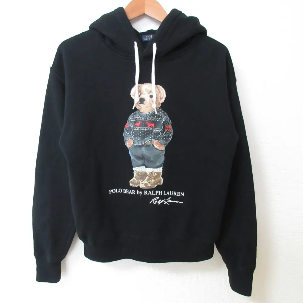 POLO RALPH LAUREN ポロラルフローレン ポロベア 裏起毛 プルオーバー スウェットパーカー サイズSP ブラック