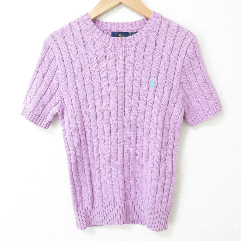 POLO RALPH LAUREN ポロラルフローレン ショートスリーブ ケーブルニット セーター XS パープル