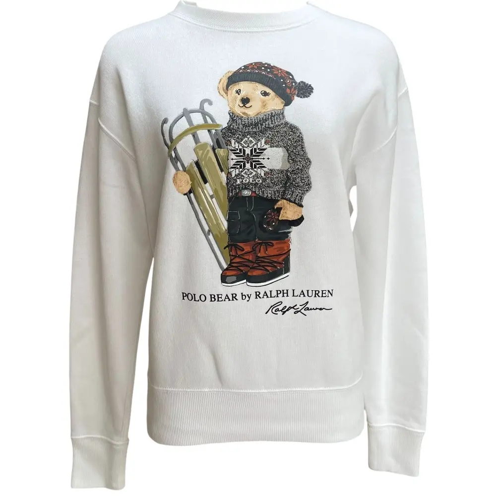クリーニング済 POLO RALPH LAUREN ポロラルフローレン ポロベアプリントクルーネックスウェット 小さいサイズ XXS ホワイト