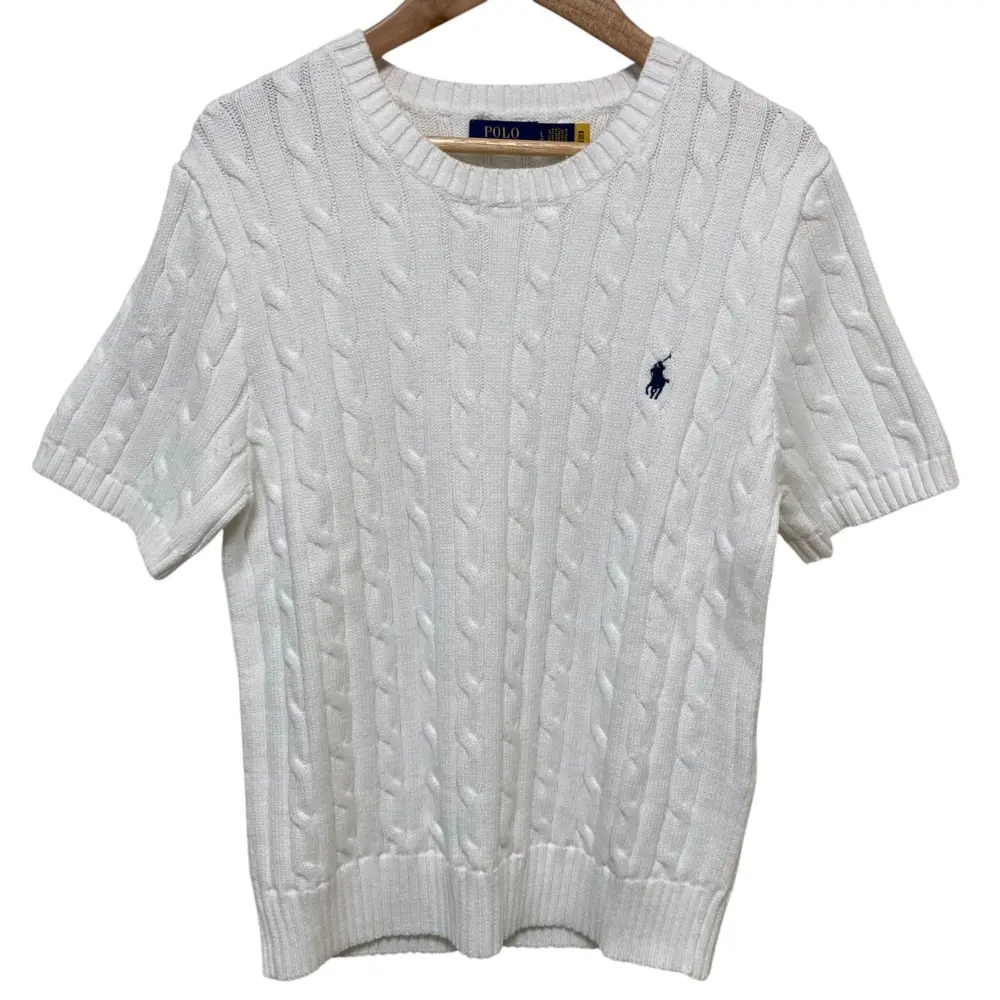 POLO RALPH LAUREN ポロラルフローレン ショートスリーブ ケーブルニット セーター サイズL ホワイト
