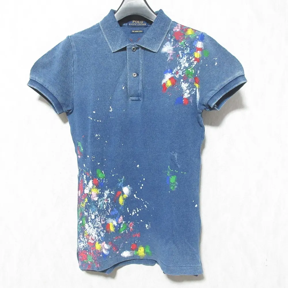 POLO RALPH LAUREN ポロラルフローレン THE SKINNY POLO ペイントポロシャツ サイズXS インディゴ