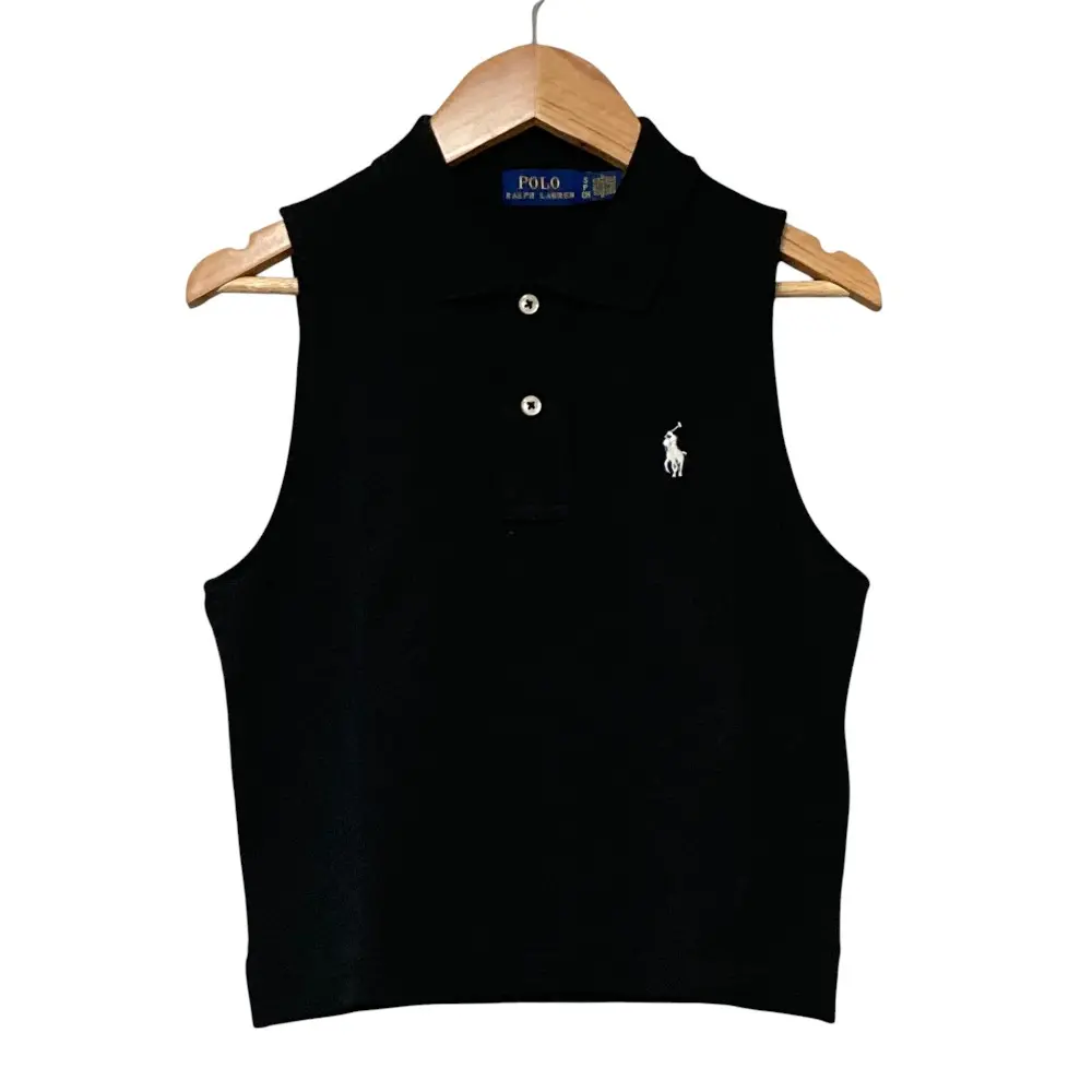POLO RALPH LAUREN ポロラルフローレン ポニー刺繍 ノースリーブ ポロシャツ サイズS ブラック 