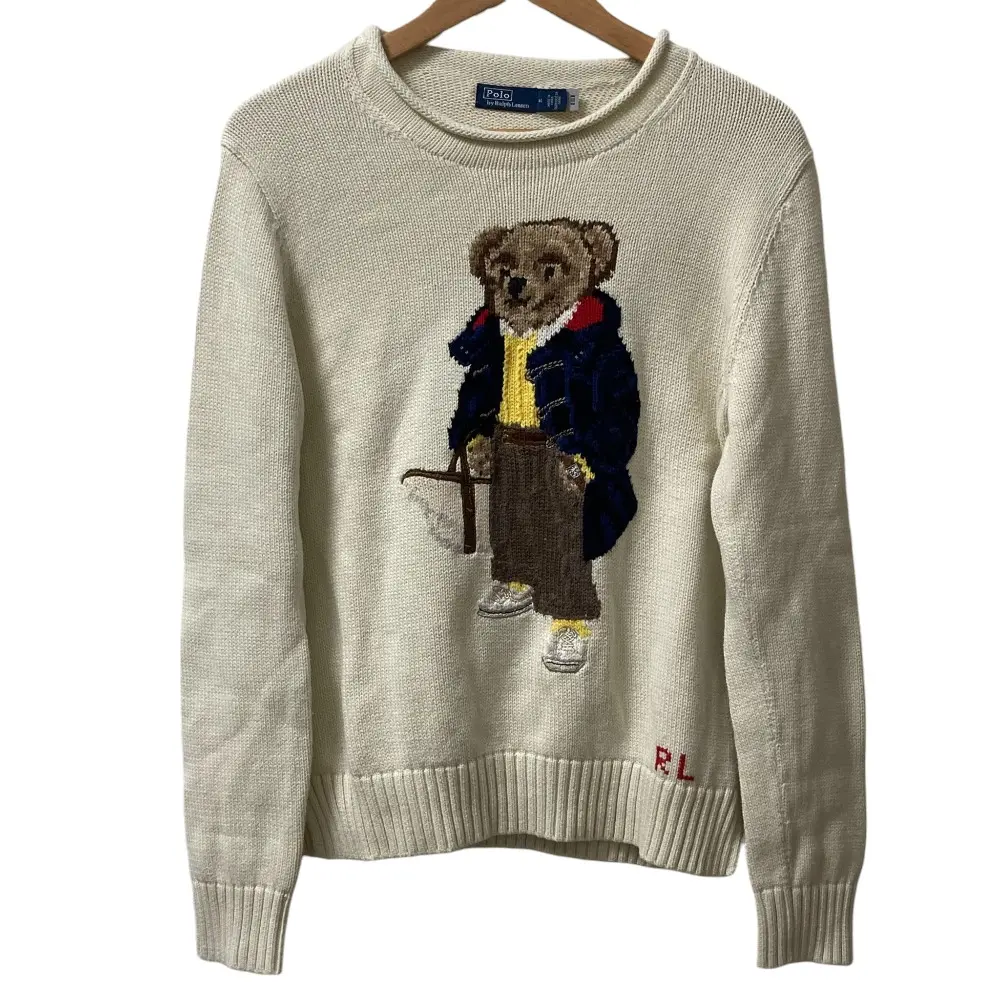 POLO RALPH LAUREN ポロラルフローレン ポロベア コットン 長袖ニットセーター サイズM アイボリー
