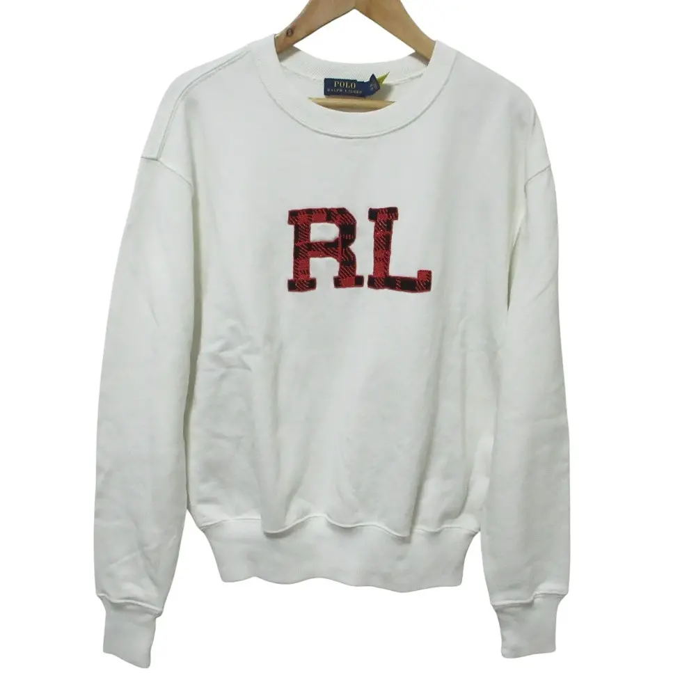 POLO RALPH LAUREN ポロラルフローレン RLビーズ刺繍 スウェット シャツ トレーナー カットソー XXS ホワイト