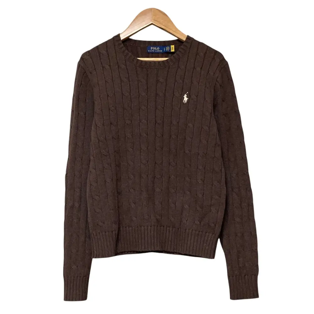 POLO RALPH LAUREN ポロラルフローレン クルーネック ケーブルニットセーター サイズSP ブラウン