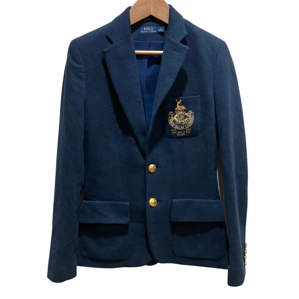 POLO RALPH LAUREN ポロラルフローレン エンブレム 金ボタン ブレザー テーラードジャケット サイズ0 150/80A ネイビー