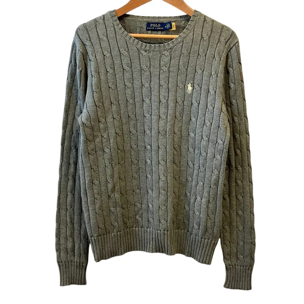 POLO RALPH LAUREN ポロラルフローレン ポニーロゴ刺繍 ケーブルニット セーター M ライトカーキ