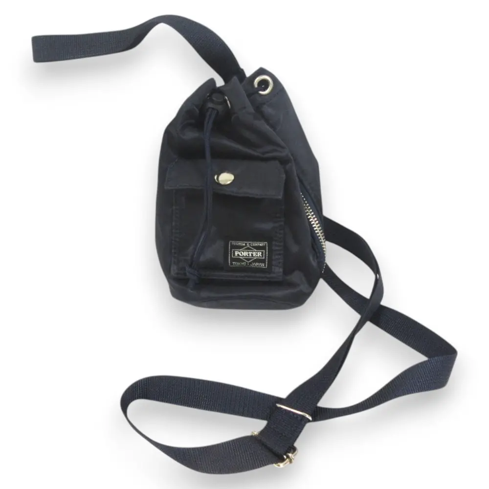 PORTER ポーター 吉田カバン HOWL BONSAC MINI ハウル ナイロン 巾着 2Way ショルダーポーチ バッグ ネイビー×シルバー金具