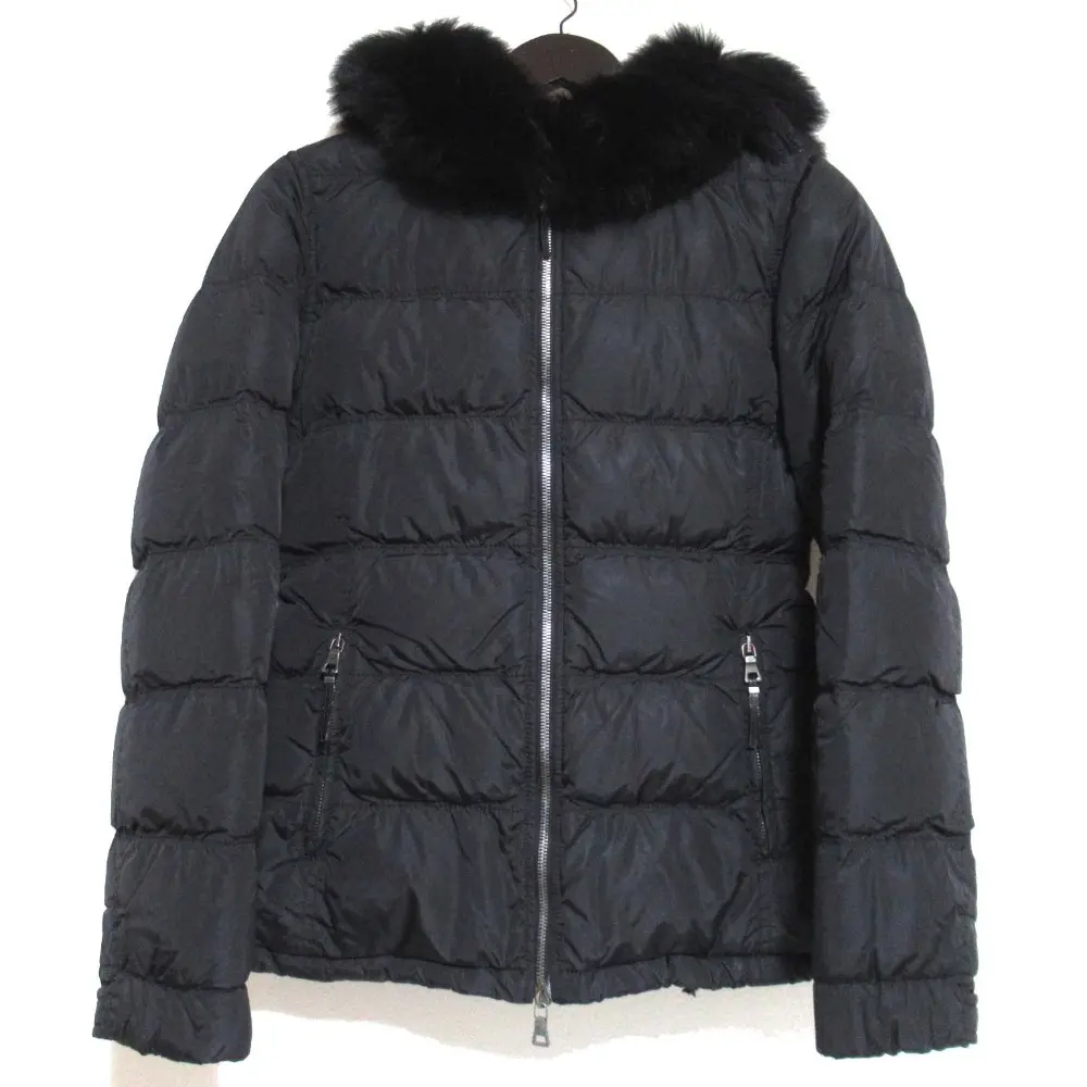 PRADA SPORT プラダスポーツ フォックスファー フーディー ナイロン ダウンジャケット 38サイズ ブラック