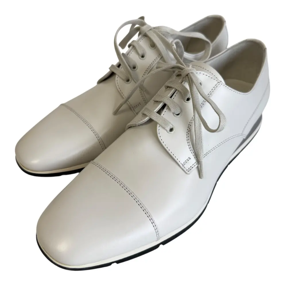 PRADA SPORT プラダスポーツ レザー ストレートチップ レースアップ ドレスシューズ ダービー 5 1/2 24.5cm相当 ホワイトの買取実績【2024年10月買取】