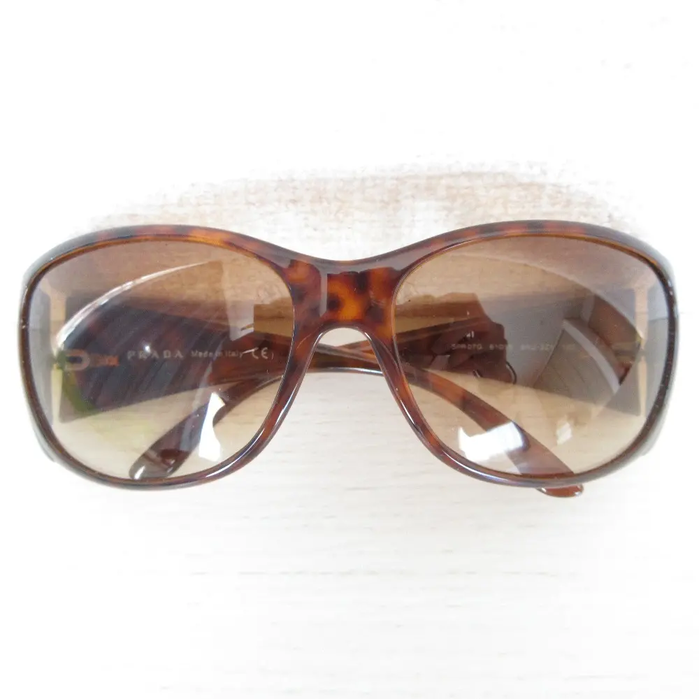 PRADA プラダ セルフレーム ビッグシェイプ サングラス SPR07G 61□15 120 ブラウン×シルバー