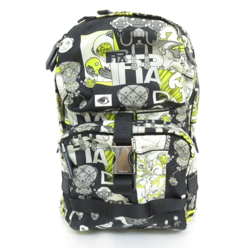 PRADA プラダ 2BT2 TESSUTO MONKEY 総柄 トライアングルロゴ ショルダーバッグ ボディバッグ 2VZ013 ブラック系