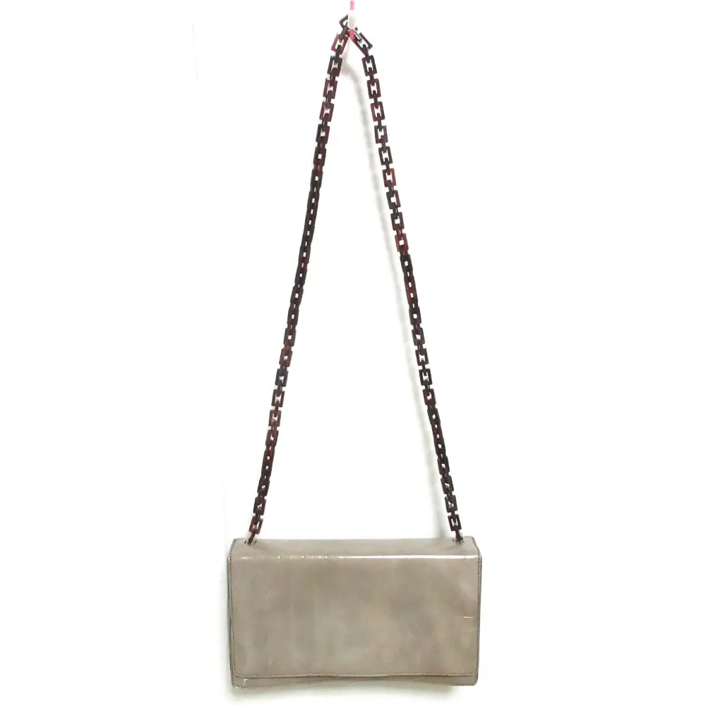 PRADA プラダ べっ甲柄 プラスチックチェーン クロスボディ ショルダーバッグ グレー
