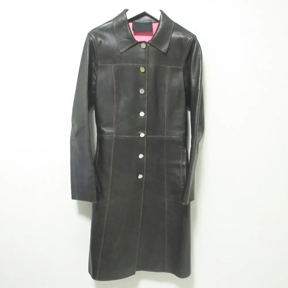 PRADA プラダ モヘアブレンド ツイード ロングチェスターコート 38