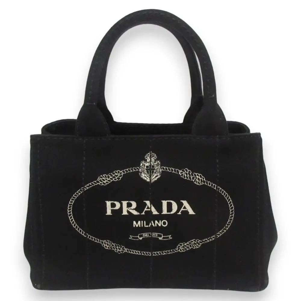 PRADA プラダ カナパ キャンバス ロゴプリント 2WAY トートバッグ ショルダーバッグ 1BG439 ブラック