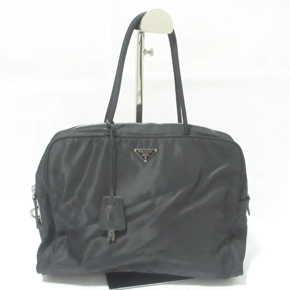 PRADA プラダ トライアングルロゴプレート ナイロン ミニボストンバッグ ハンドバッグ ブラック