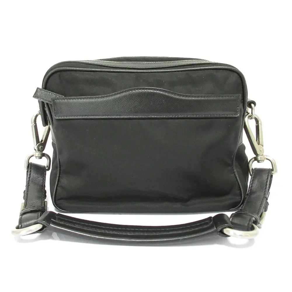 PRADA プラダ ナイロン×レザー トライアングルロゴプレート ワンショルダーバッグ BR2162 ブラック
