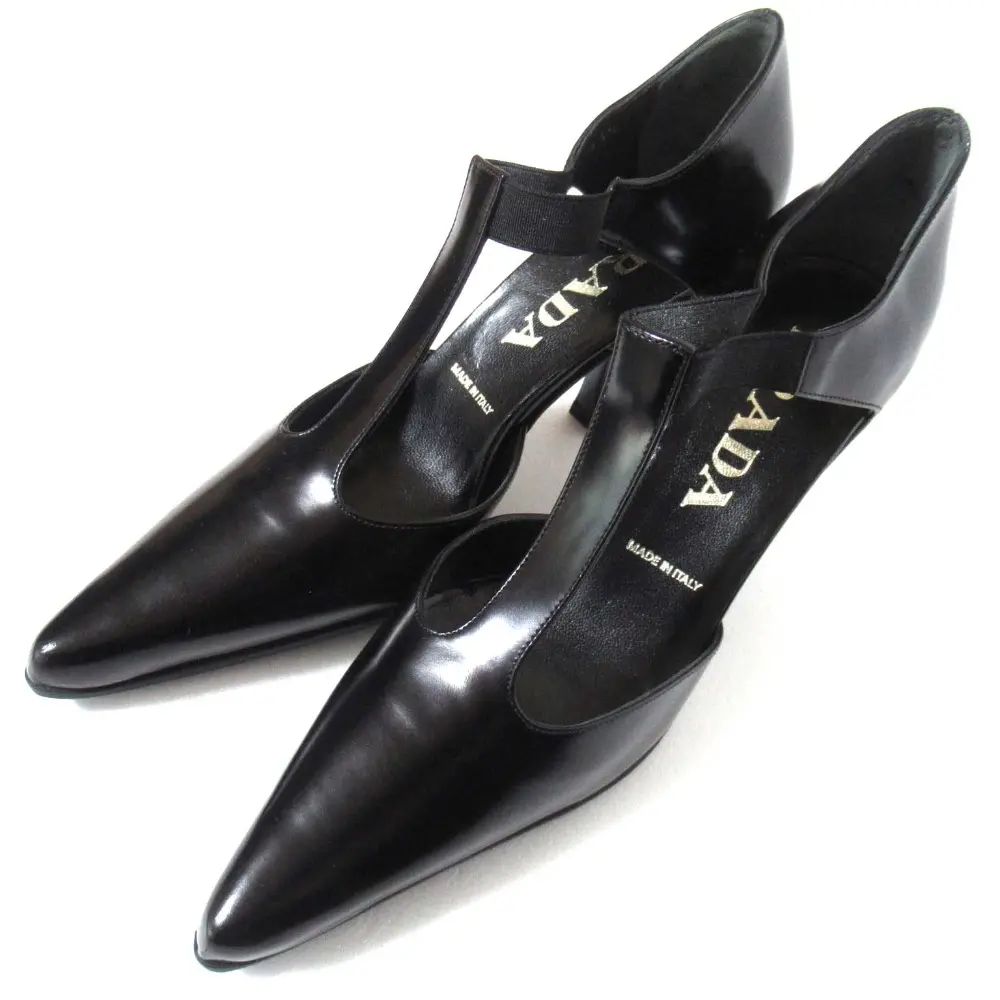PRADA プラダ レザー ポインテッドドゥ パンプス 34.5サイズ 約21.5cm ブラック