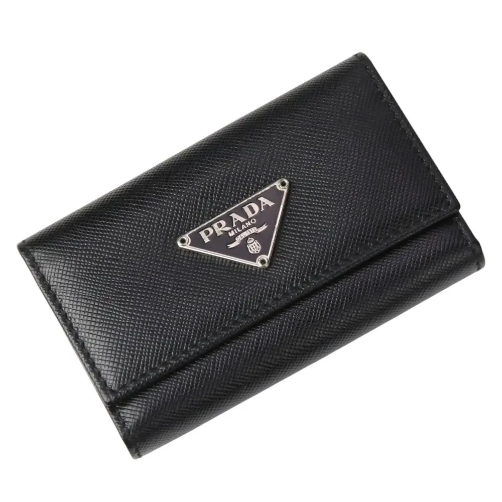 PRADA プラダ トライアングルロゴプレート サフィアーノレザー 6連キーケース M222A ブラック