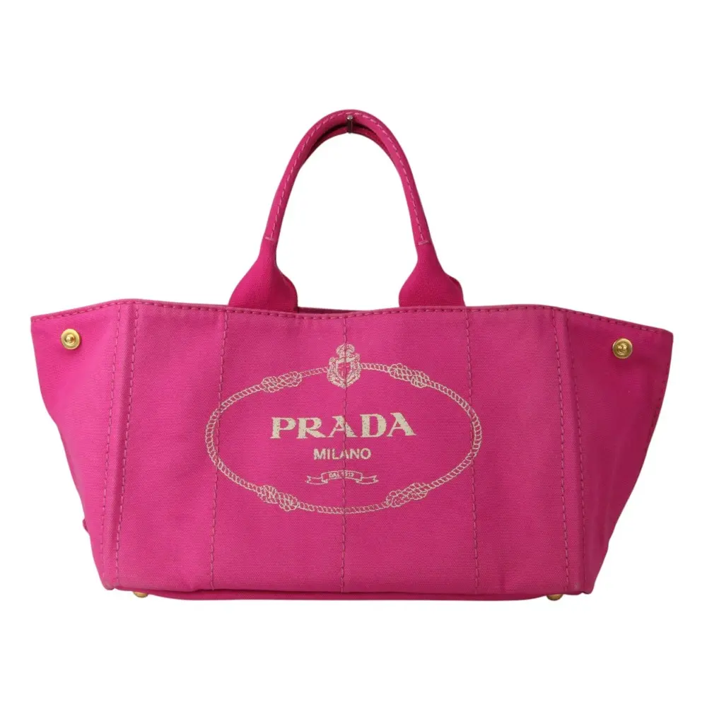 PRADA プラダ カナパ M トライアングルロゴプレート キャンバス トートバッグ BN1877 ピンク