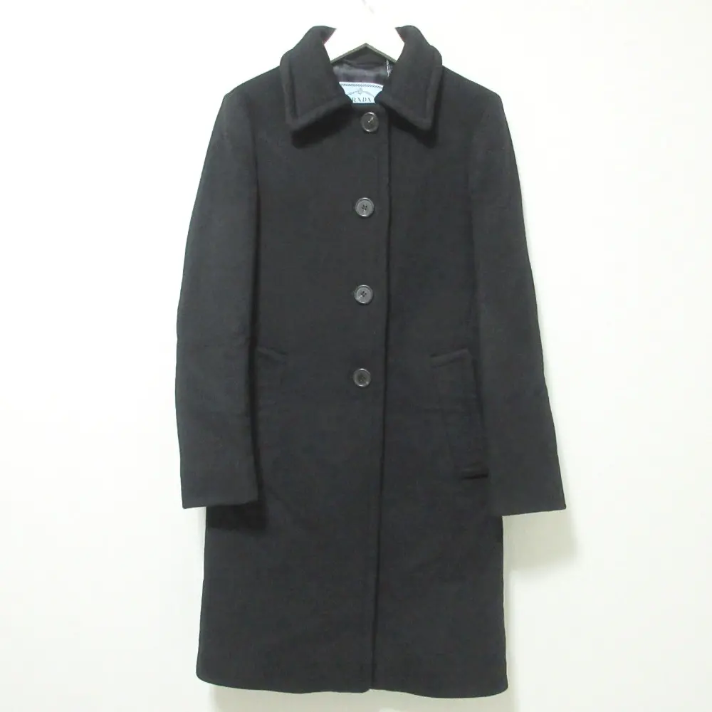 PRADA プラダ モヘアブレンド ツイード ロングチェスターコート 38