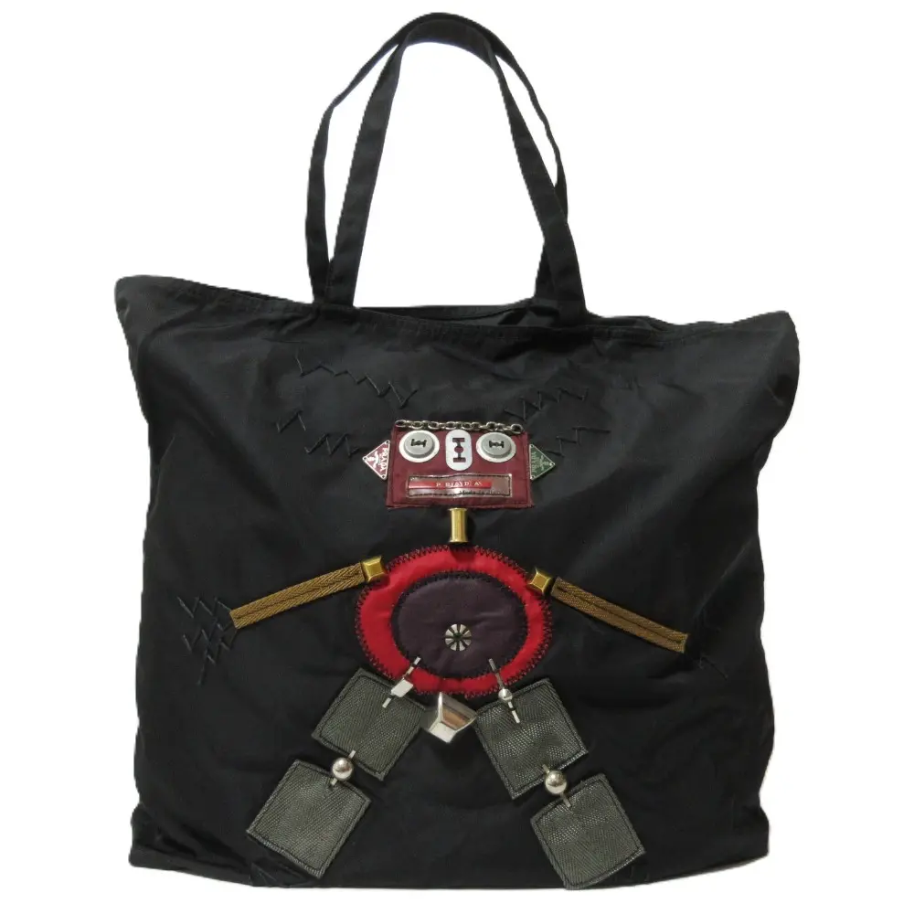 PRADA プラダ テスートナイロン スタッズ ロボット トートバッグ ハンドバッグ BR2897 ブラック