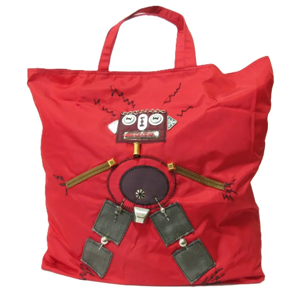 PRADA プラダ テスートナイロン スタッズ ロボット トートバッグ ハンドバッグ BR2897 レッド