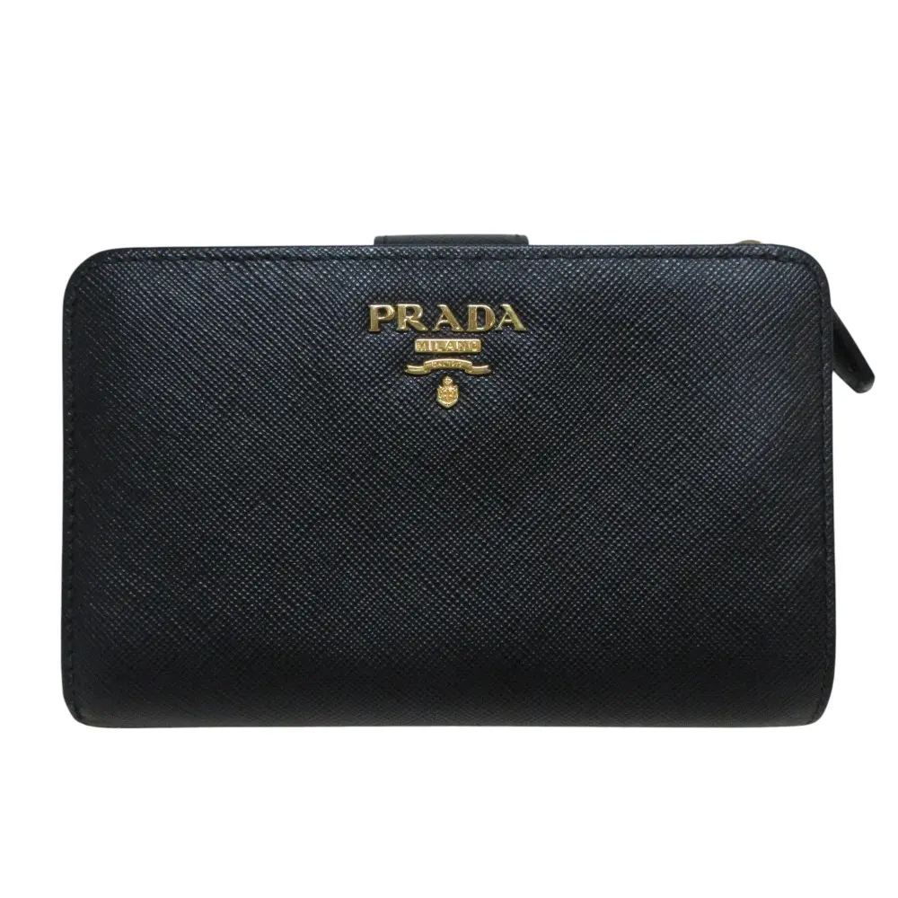 PRADA プラダ サフィアーノ SAFFIANO METAL 二つ折り財布 コンパクトウォレット 1M1225 ブラック
