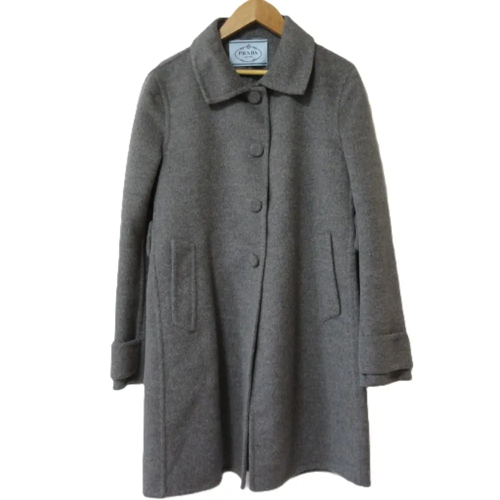 PRADA プラダ モヘアブレンド ツイード ロングチェスターコート 38