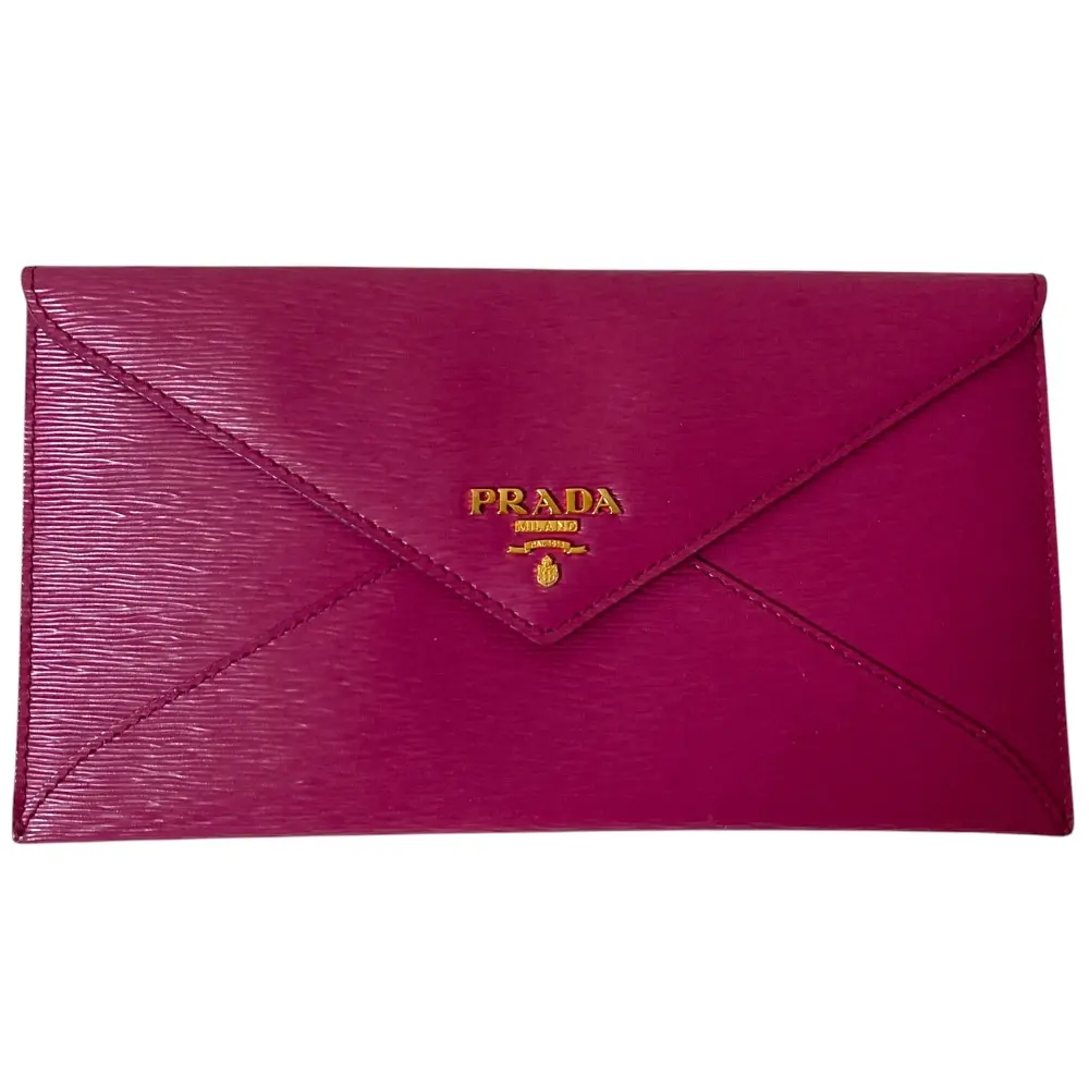 PRADA プラダ エンベロープ レザー 長財布 ロングウォレット ワインレッド