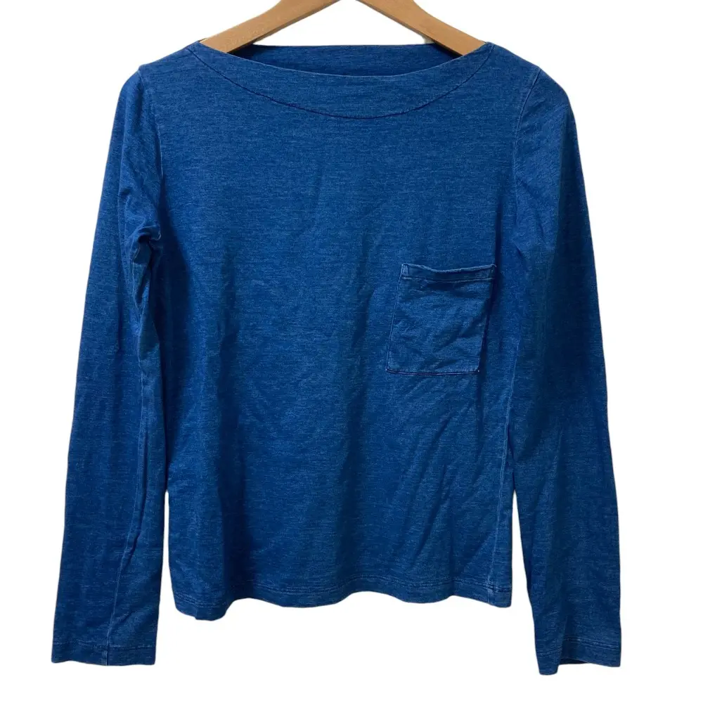 PRADA プラダ ボートネック 長袖 ポケット Tシャツ カットソー S インディゴ