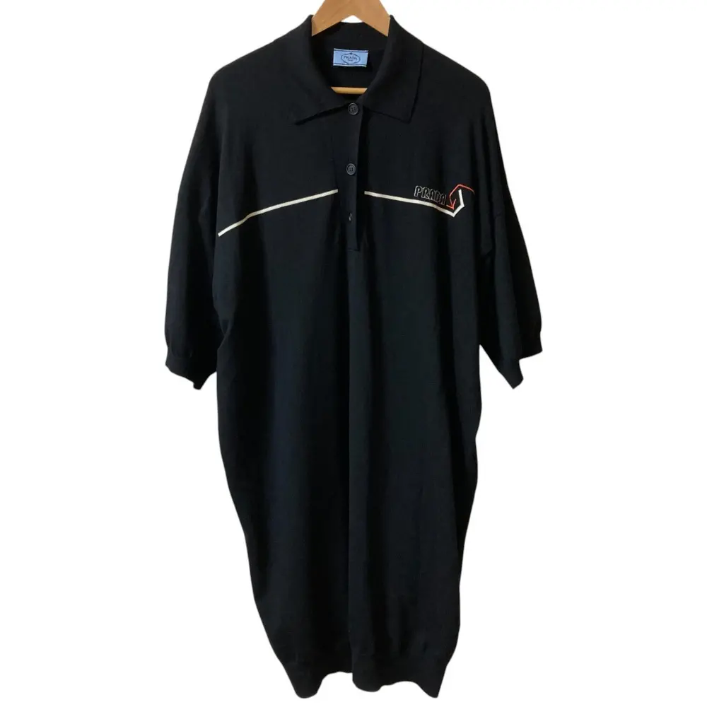 PRADA プラダ ABITO MC ストレッチ ウール ニットポロワンピース 23765 サイズ38S ブラック