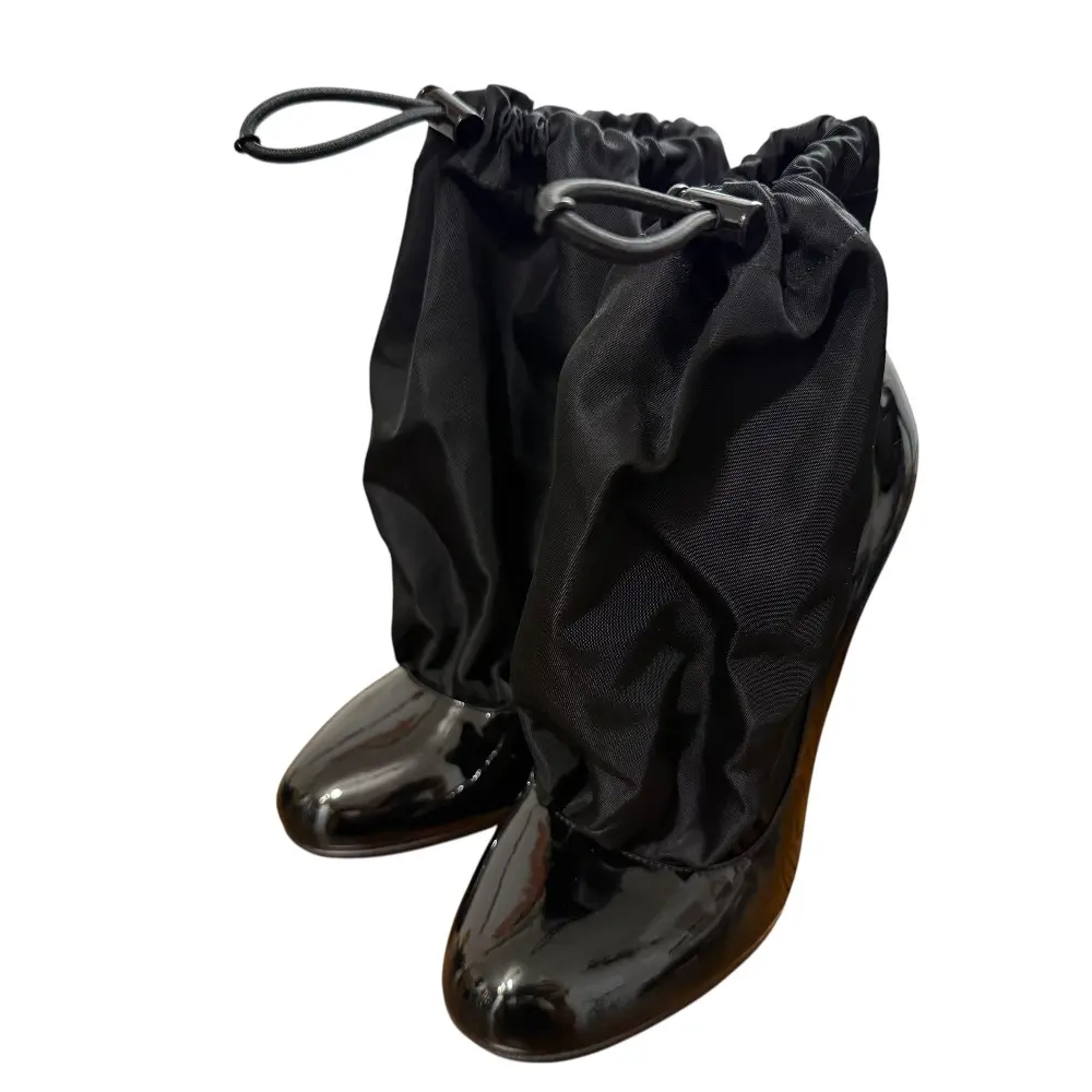 PRADA プラダ パテントレザー ナイロンドッキング パンプス ショートブーツ 1T122L 36 23cm ブラック