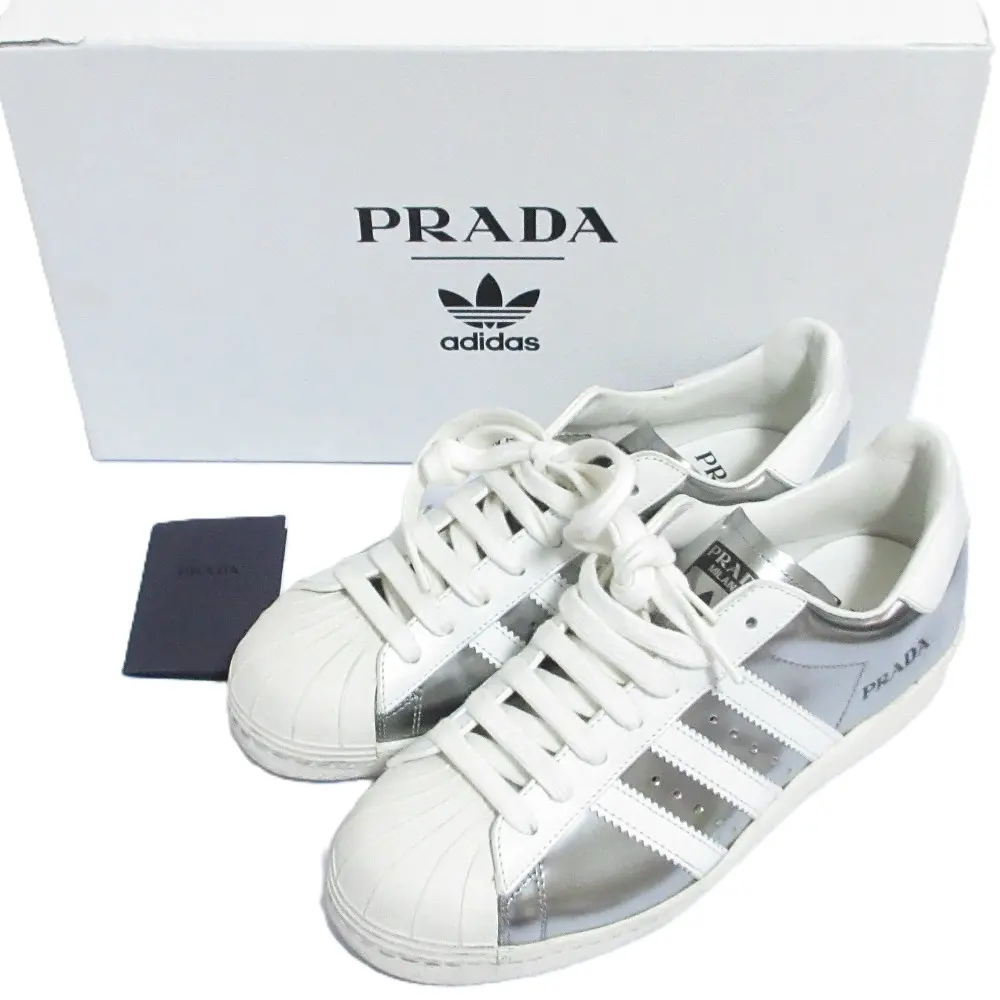 PRADA プラダ×アディダス スーパースター ローカット スニーカー 2EG321 24.0cm ホワイト シルバー