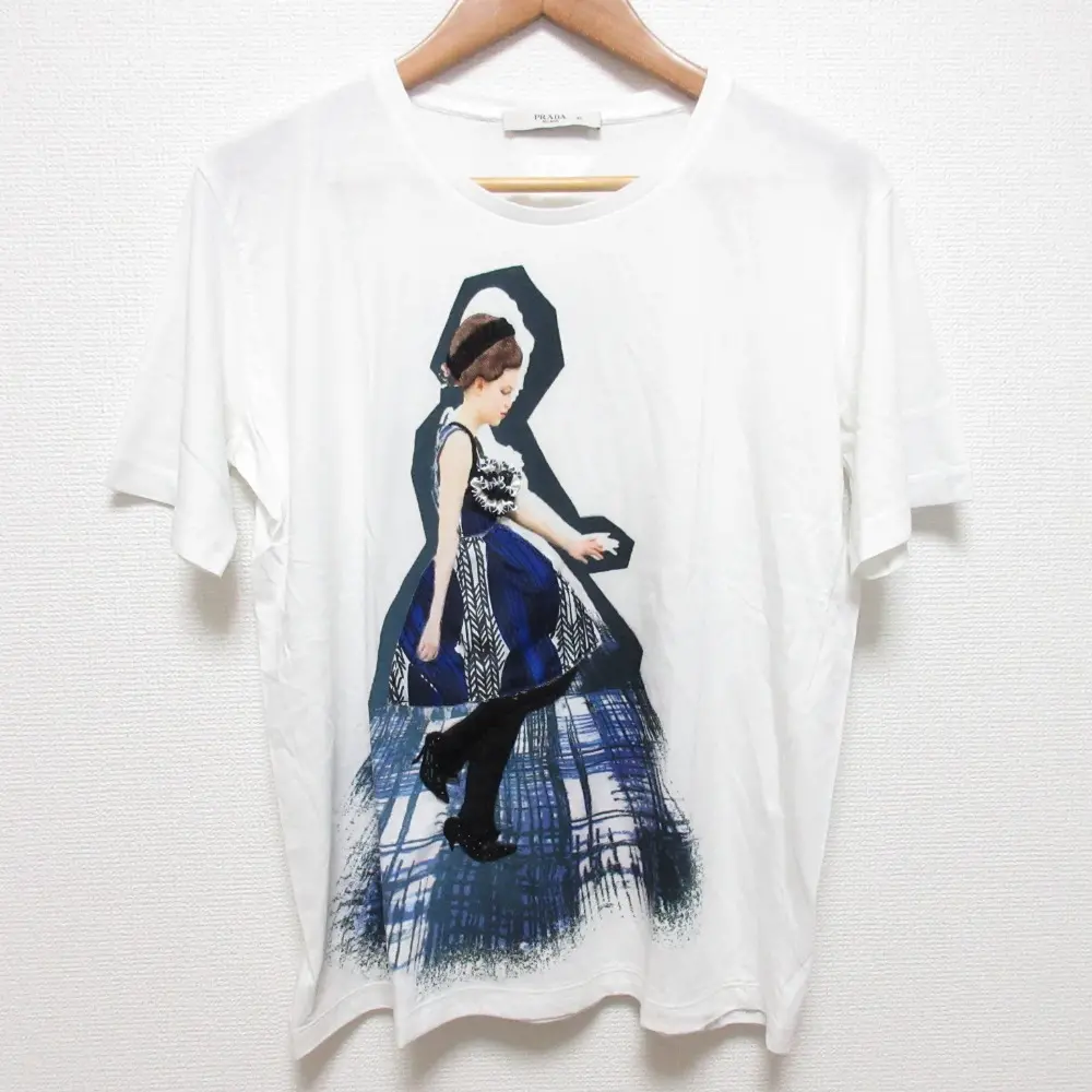 PRADA プラダ グラフィックプリント クルーネック ショートスリーブ 半袖 Tシャツ カットソー サイズXL ホワイト