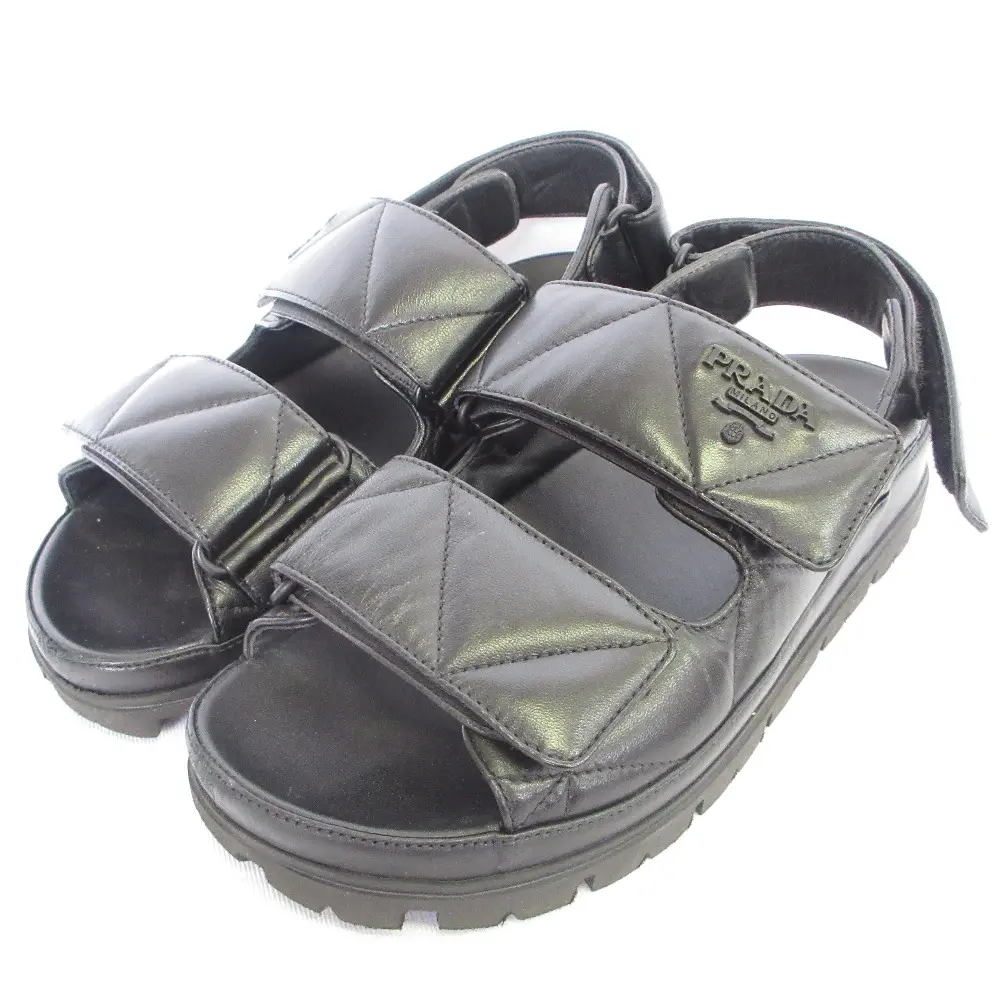 PRADA プラダ ナッパレザー キルティング スポーツサンダル 1X721MD サイズ35 1/2 22.5cm相当 ブラック