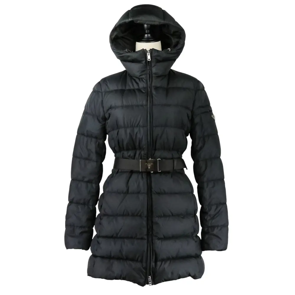 PRADA プラダ 21年商品 PIUMINO ベルト付き ダウンジャケット 29O364 40 ブラック