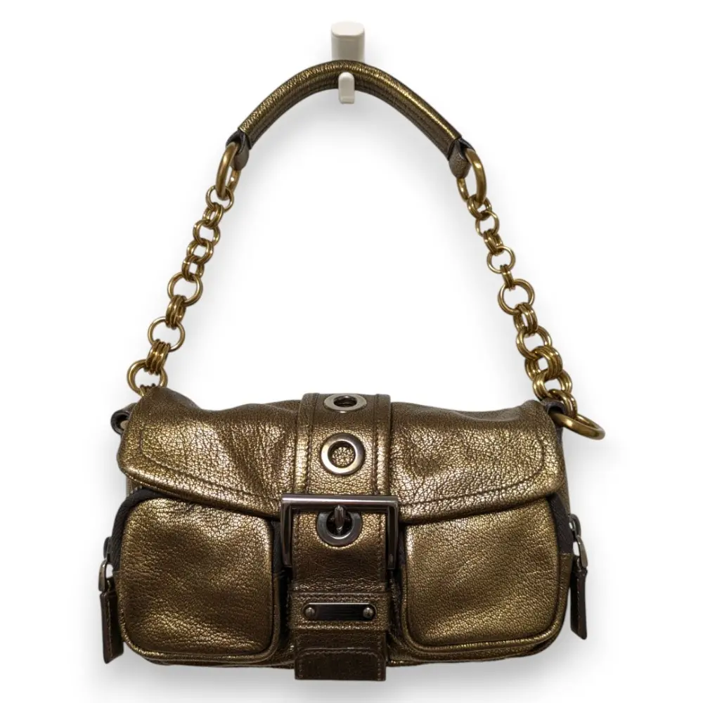 PRADA プラダ POCKET SILK チェーン ミニバッグ ハンドバッグ BR2635 ブロンズ