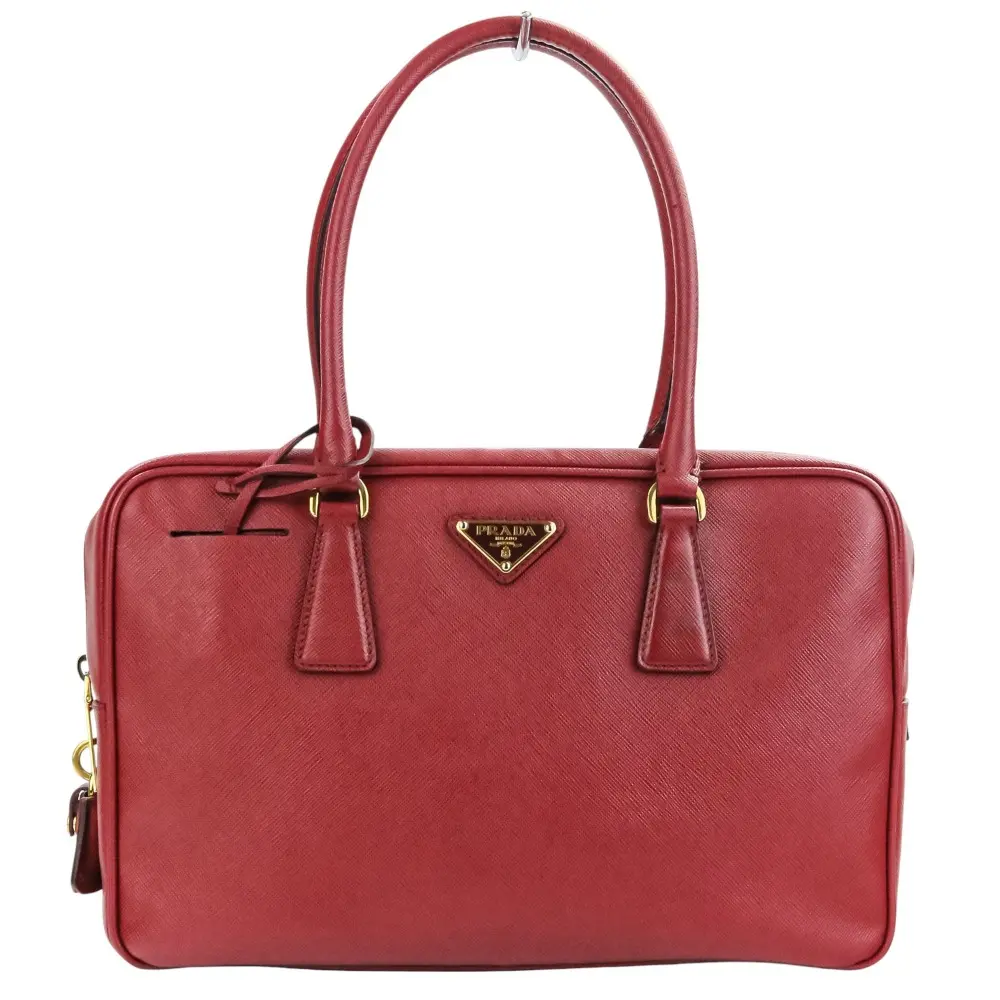 PRADA プラダ トライアングルロゴプレート サフィアーノレザー ハンドバッグ トートバッグ レッド