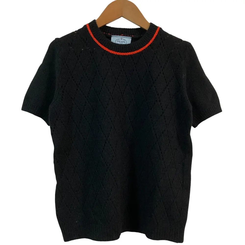 PRADA プラダ カシミヤブレンド ショートスリーブ ウールニット サイズ38  ブラック
