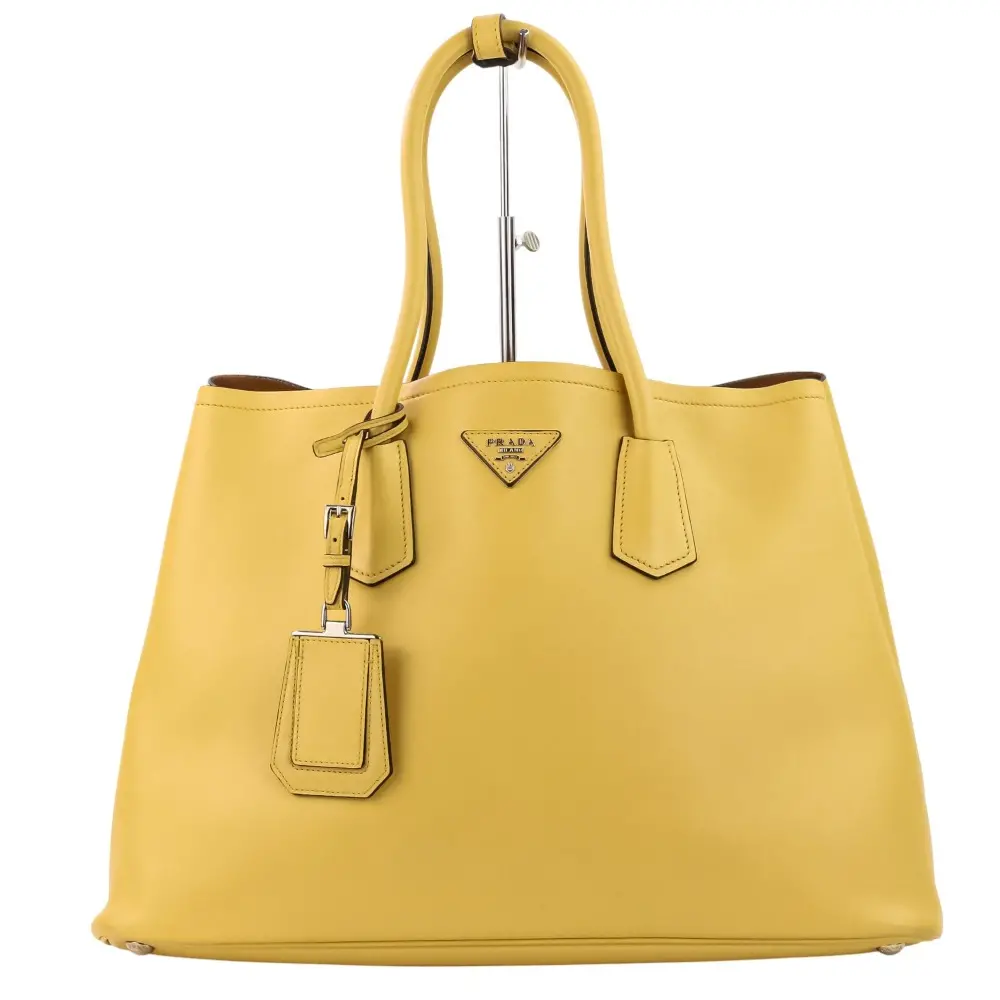 PRADA プラダ CITYCALF レザー トートバッグ BR5070 イエロー マスタード