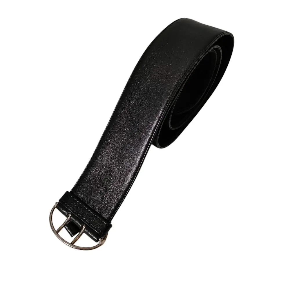 PRADA プラダ レザー サークルダブルピンバックル ベルト 30 75cm ブラック