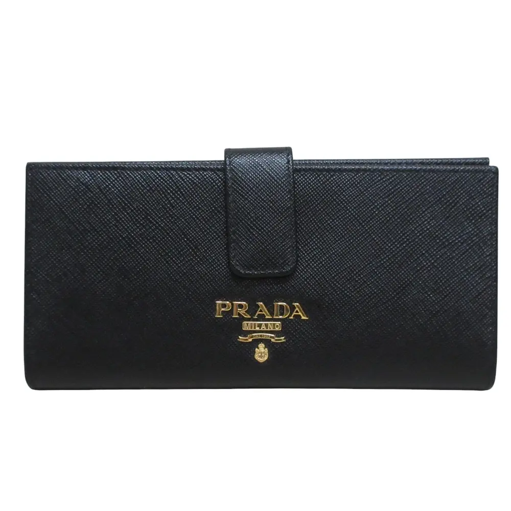 PRADA プラダ サフィアーノレザー ロングウォレット 二つ折り 長財布 1MV025 ブラック