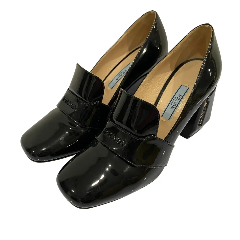 PRADA プラダ ブロックヒールローファーパンプス サイズ36 23.0cm程度 ブラック
